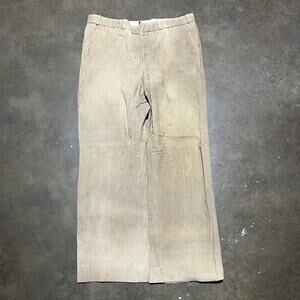 Vintage 80s Tan Wide Leg Corduroy Pants 34x28